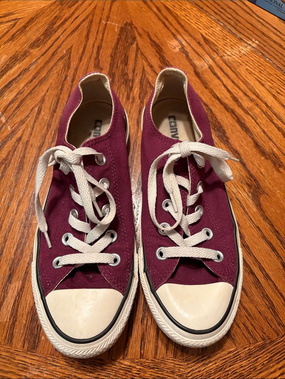 Maroon Canvas Low-Top Sneakers